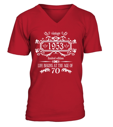 70th Birthday Sayings 1953 Vintage Style V-Neck T-shirt