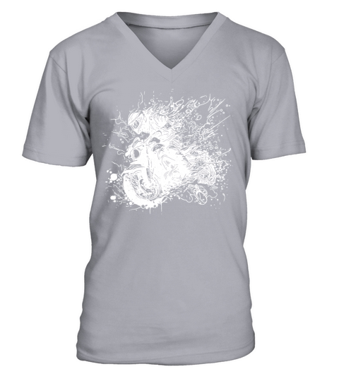 Biker With Helmet Off-road Ride Splash Style V-Neck T-shirt