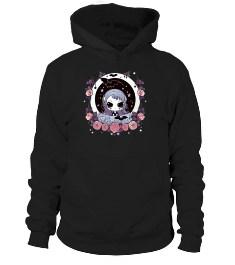 Gothic Portrait of Kawaii Vampire Girl with Hoodie Unisex