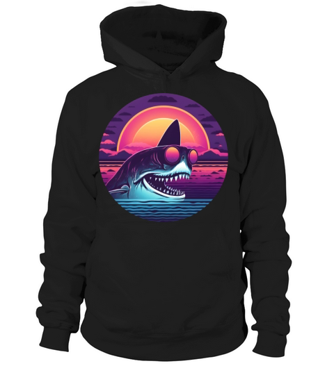 Shark Retro 80s 90s Vintage Hoodie Unisex