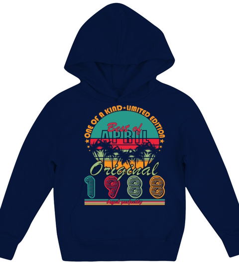 35 birthday man original april vintage 1988 Kids Hoodie