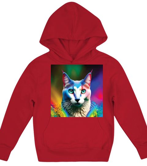 cat with rainbow splashes of color4 Kids Hoodie