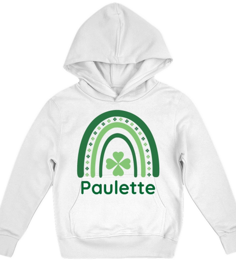 Paulette Clover Charm Boho Rainbow Kids Hoodie