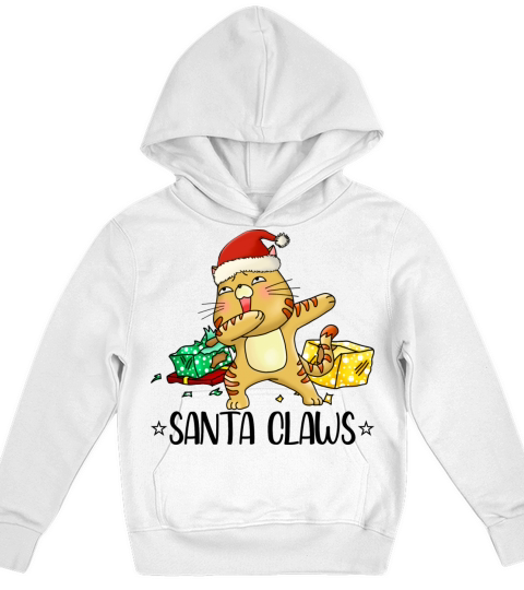 Santa Claws Cute Cat Kitty Xmas Funny Christmas Kids Hoodie