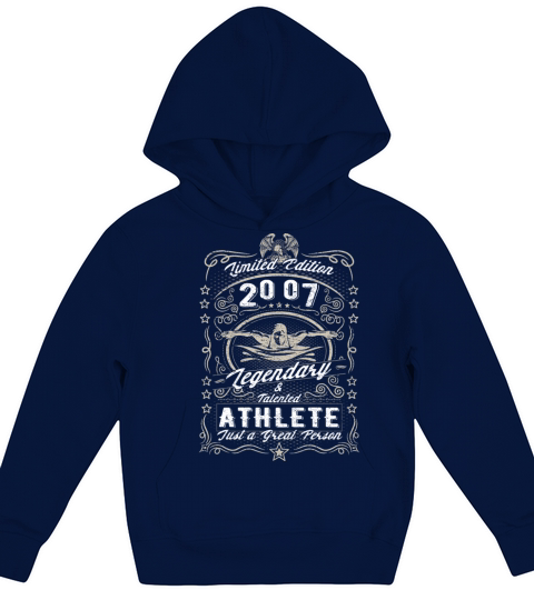 Vintage 2007 Swimmer Birthday Gift Sport Hobby Kids Hoodie