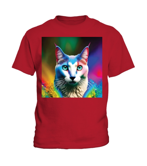 cat with rainbow splashes of color4 Kids T-Shirt