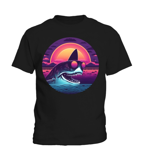 Shark Retro 80s 90s Vintage Kids T-Shirt