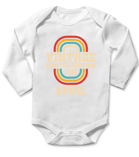 33rd birthday April vintage 1990 vintage Long Sleeve Baby One-Piece