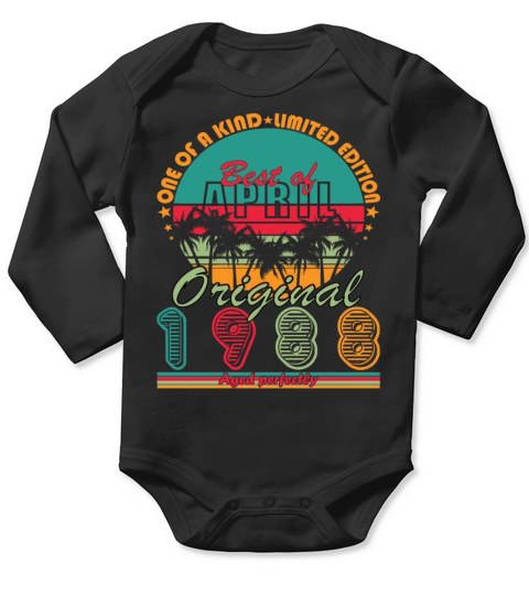 35 birthday man original april vintage 1988 Long Sleeve Baby One-Piece