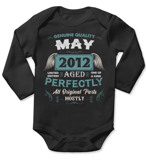 May 2012 Vintage Birthday Present Long Sleeve Baby One-Piece