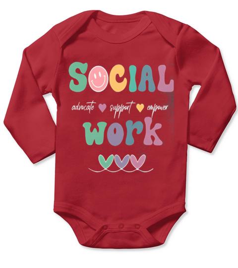 Social Work Advocate Support Vintage Social Worker Long Sleeve Baby One-Piece
