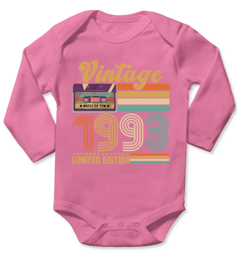 Vintage 1993 30th Birthday Fiftieth Gift Long Sleeve Baby One-Piece