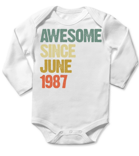 Vintage Awesome Since June 1987 Gift Long Sleeve Baby One-Piece