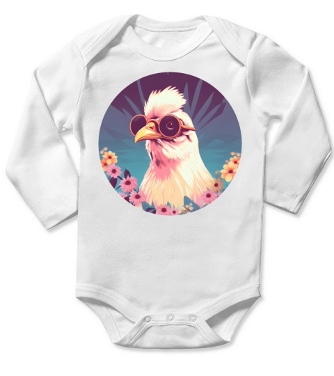 Vintage Chicken Lovers Long Sleeve Baby One-Piece