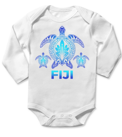 Vintage Fiji Ocean Blue Sea Turtle Souvenirs Long Sleeve Baby One-Piece