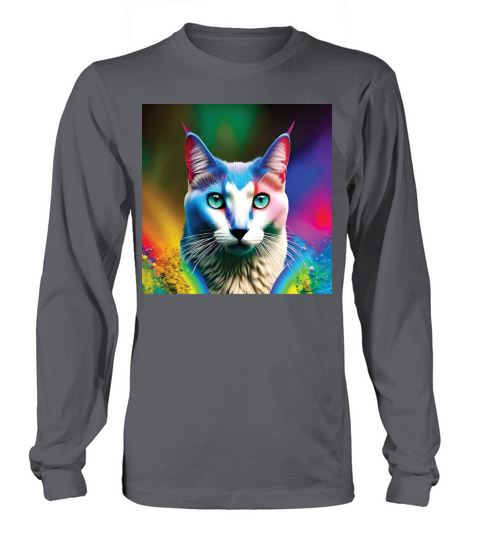 cat with rainbow splashes of color4 Long sleeved Unisex