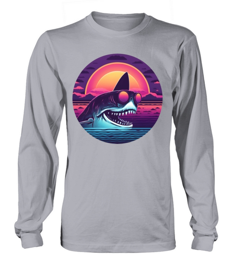 Shark Retro 80s 90s Vintage Long sleeved Unisex