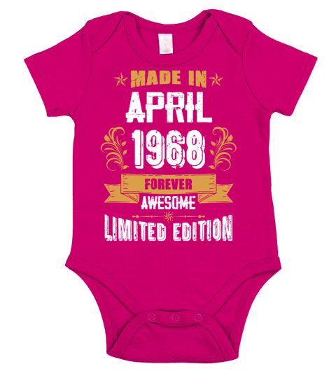 April 1968 Vintage Birthday Present Short Sleeve Baby One-Piece
