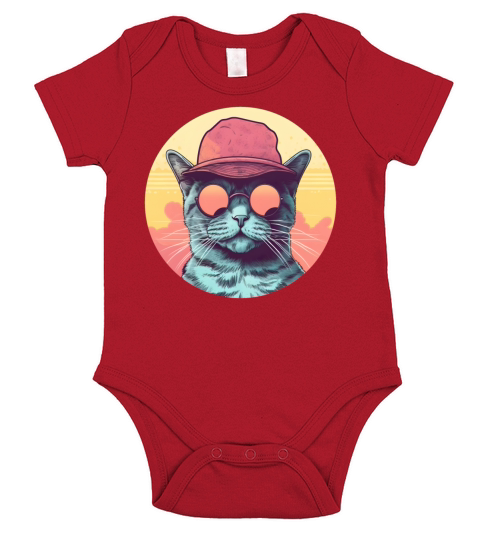 Old School Cat Short Sleeve Baby One-Piece