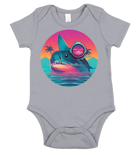 Retro Shark Lovers Vintage Short Sleeve Baby One-Piece