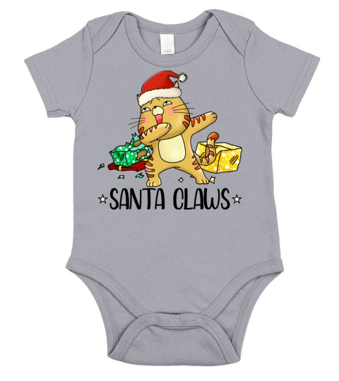 Santa Claws Cute Cat Kitty Xmas Funny Christmas Short Sleeve Baby One-Piece