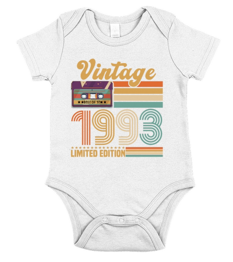 Vintage 1993 30th Birthday Fiftieth Gift Short Sleeve Baby One-Piece