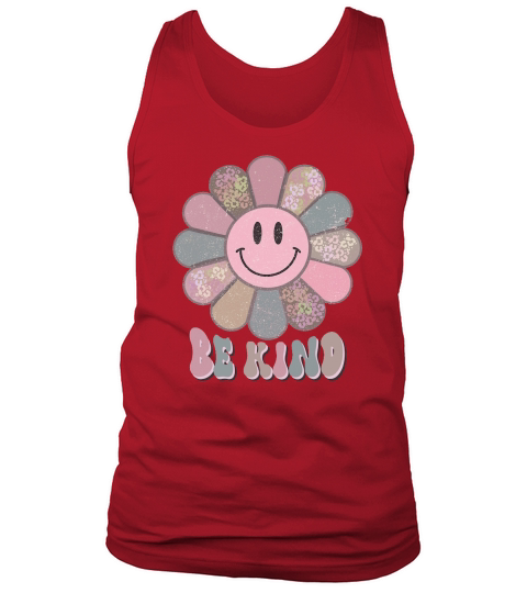 Retro Be Kind Happy Face Leopard Groovy Flower Daisy Tank Top Unisex