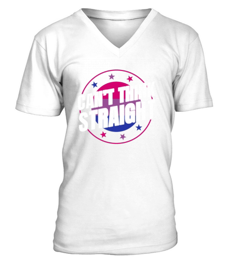 Bisexual Funny Bi Cant Think Straight LGBT V-Neck T-shirt