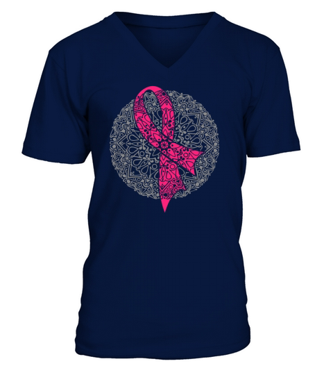 Breast Cancer Mandala V-Neck T-shirt
