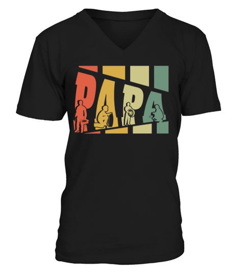 Mechanic Papa Retro Vintage Fathers Day V-Neck T-shirt