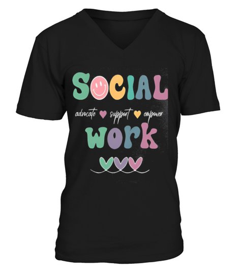 Social Work Advocate Support Vintage Social Worker V-Neck T-shirt