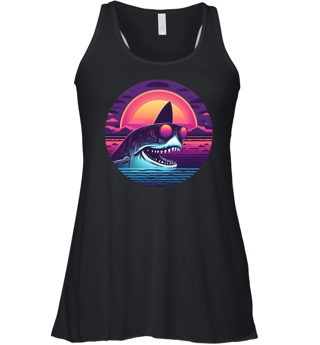 Shark Retro 80s 90s Vintage Women's Flowy Tank Top