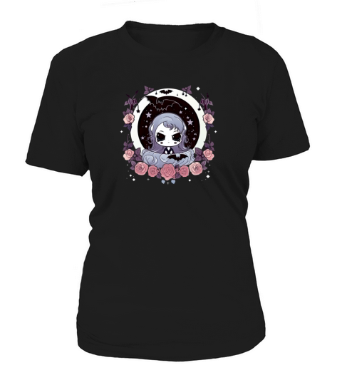 Gothic Portrait of Kawaii Vampire Girl with Women's T-Shirt