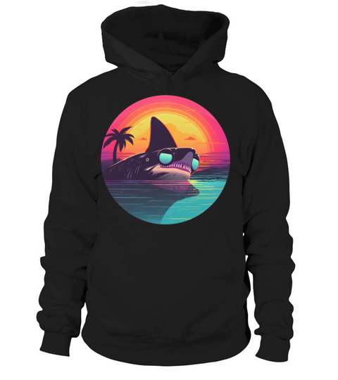 80s 90s Style Shark Vintage Hoodie Unisex