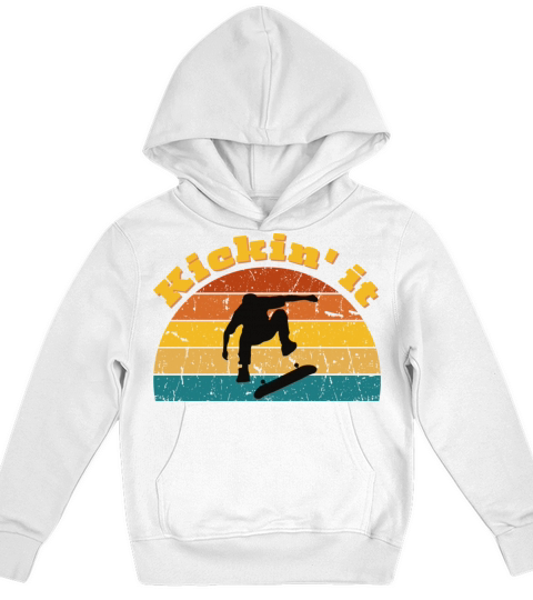 Vintage Skateboard Skateboarding retro sunset Kids Hoodie