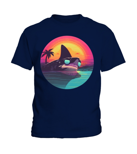 80s 90s Style Shark Vintage Kids T-Shirt