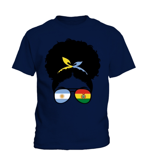 Argentina and Bolivia Mix Afro Bun Half Bolivian Argentinian Kids T-Shirt