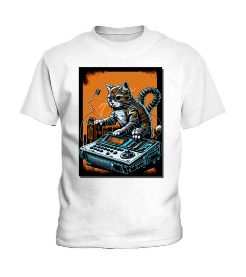 Cat Synthesizer Analogue Synth Vintage Studio Gear Kids T-Shirt