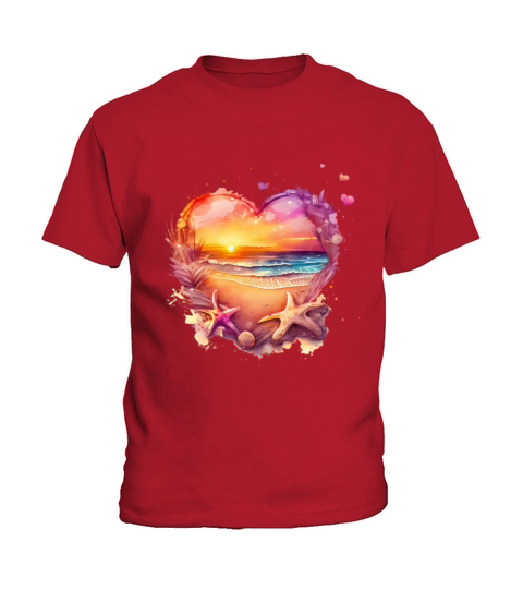 Retro Beach Heart Sunset Watercolor 2 Kids T-Shirt