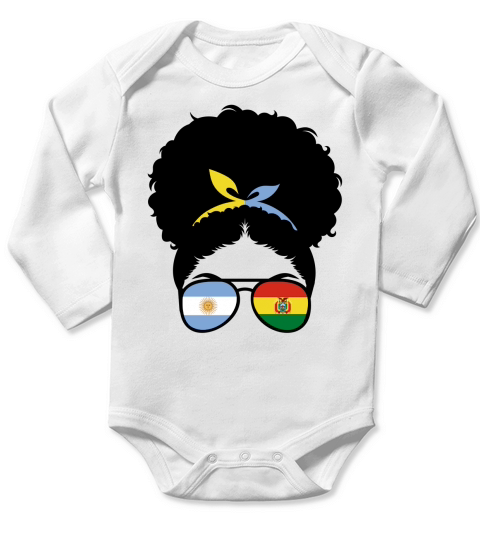 Argentina and Bolivia Mix Afro Bun Half Bolivian Argentinian Long Sleeve Baby One-Piece
