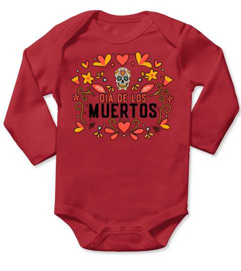 Dia De Los Muertos Day Of Dead Mexican Long Sleeve Baby One-Piece