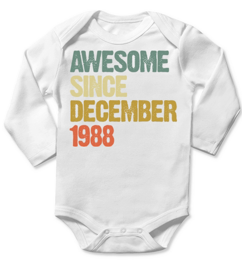 Groovy Awesome Since December 1988 Vintage Gift Long Sleeve Baby One-Piece