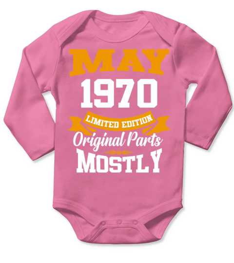 May 1970 Vintage Birthday Present Long Sleeve Baby One-Piece