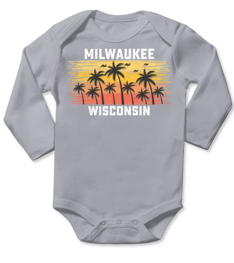 Milwaukee Wisconsin Summer Retro VIntage Vacation Long Sleeve Baby One-Piece