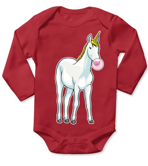 Unicorn Bubble Gum Long Sleeve Baby One-Piece