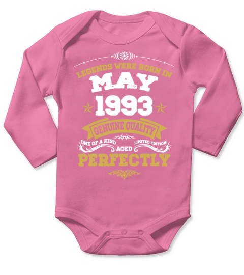 Vintage Aged To Perfection May 1993 Long Sleeve Baby One-Piece