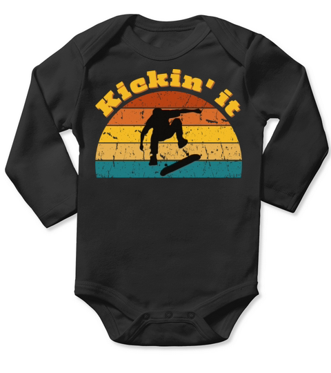 Vintage Skateboard Skateboarding retro sunset Long Sleeve Baby One-Piece