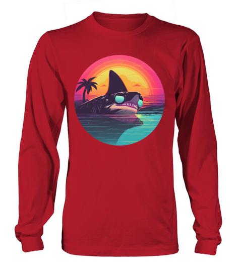80s 90s Style Shark Vintage Long sleeved Unisex