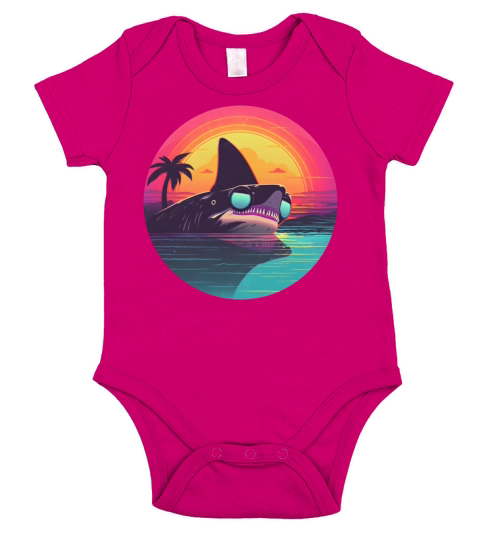 80s 90s Style Shark Vintage Short Sleeve Baby One-Piece