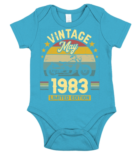May 1983 40 Years Old Vintage 40th Birthday Short Sleeve Baby One-Piece